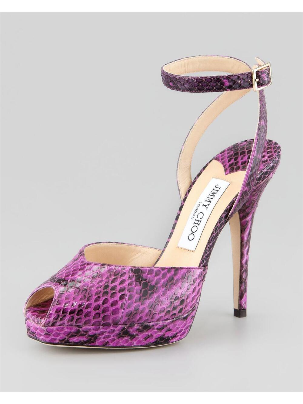 Jimmy Choo Liz Snake Platform Sandal Sz:38 NEW
